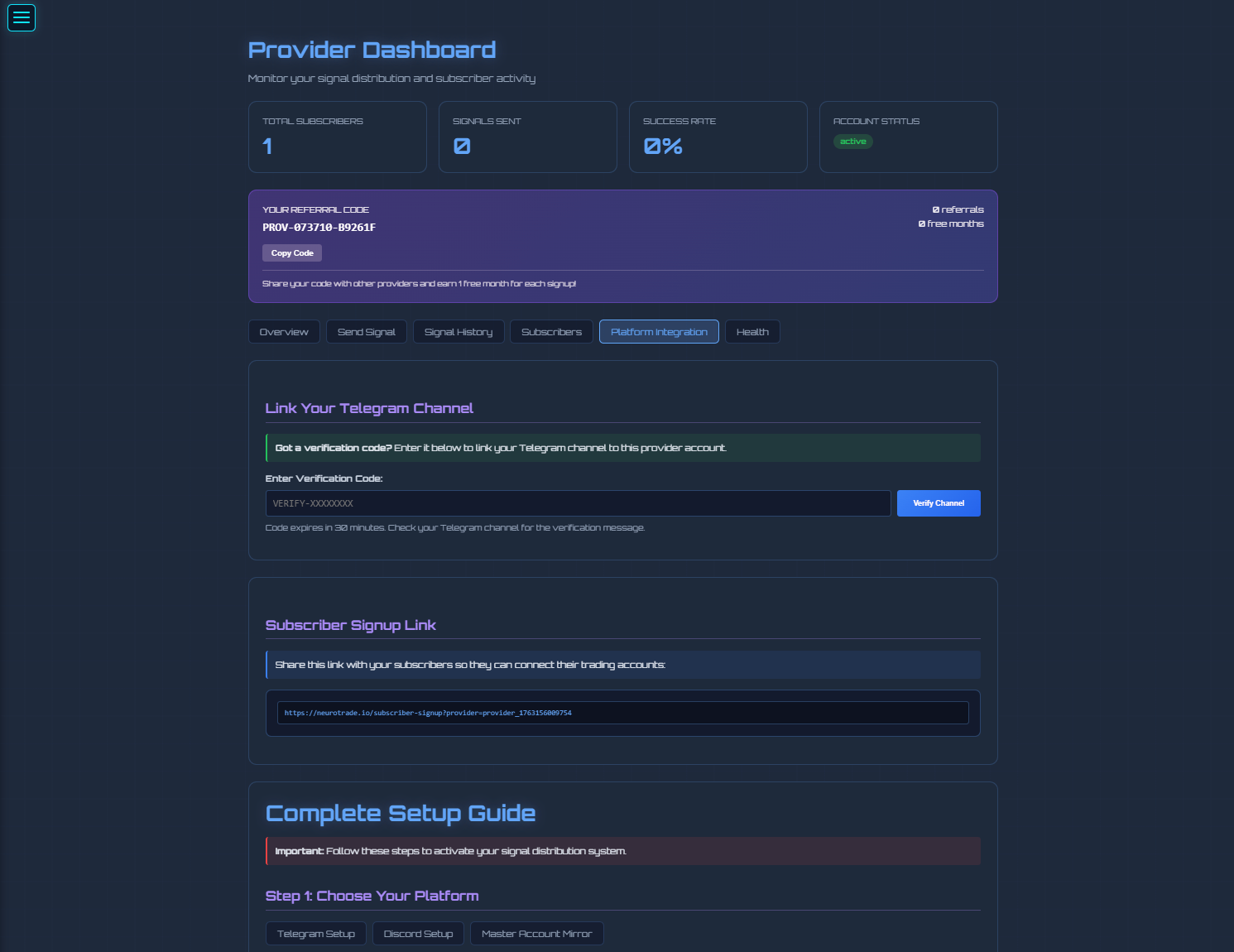 Provider Dashboard Preview